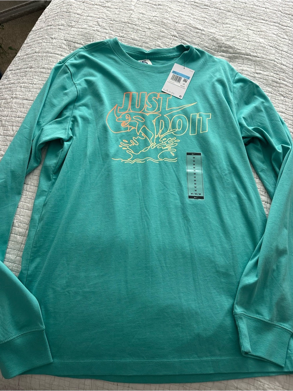 Nike Teal Long-Sleeve 'Just Do It' Graphic Tee